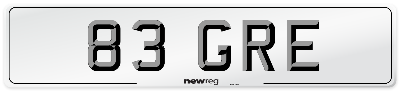 83 GRE Number Plate from New Reg